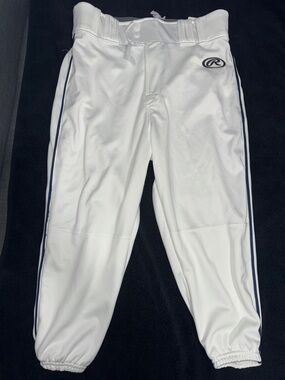 Rawlings White mens Baseball Joggers with Navy Side Piping